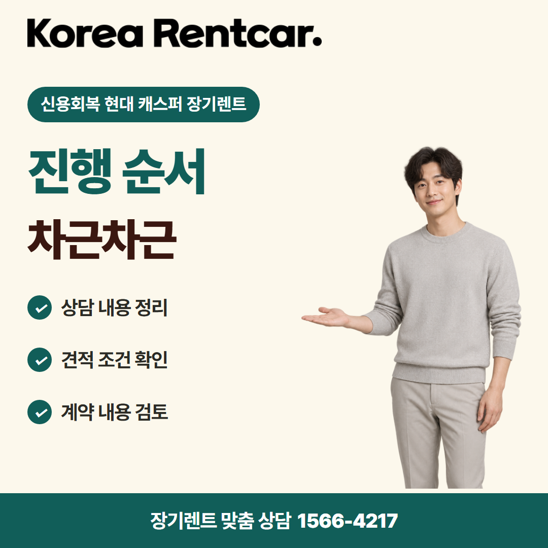 신용회복 현대 캐스퍼 장기렌트 · 이용 절차 카드뉴스